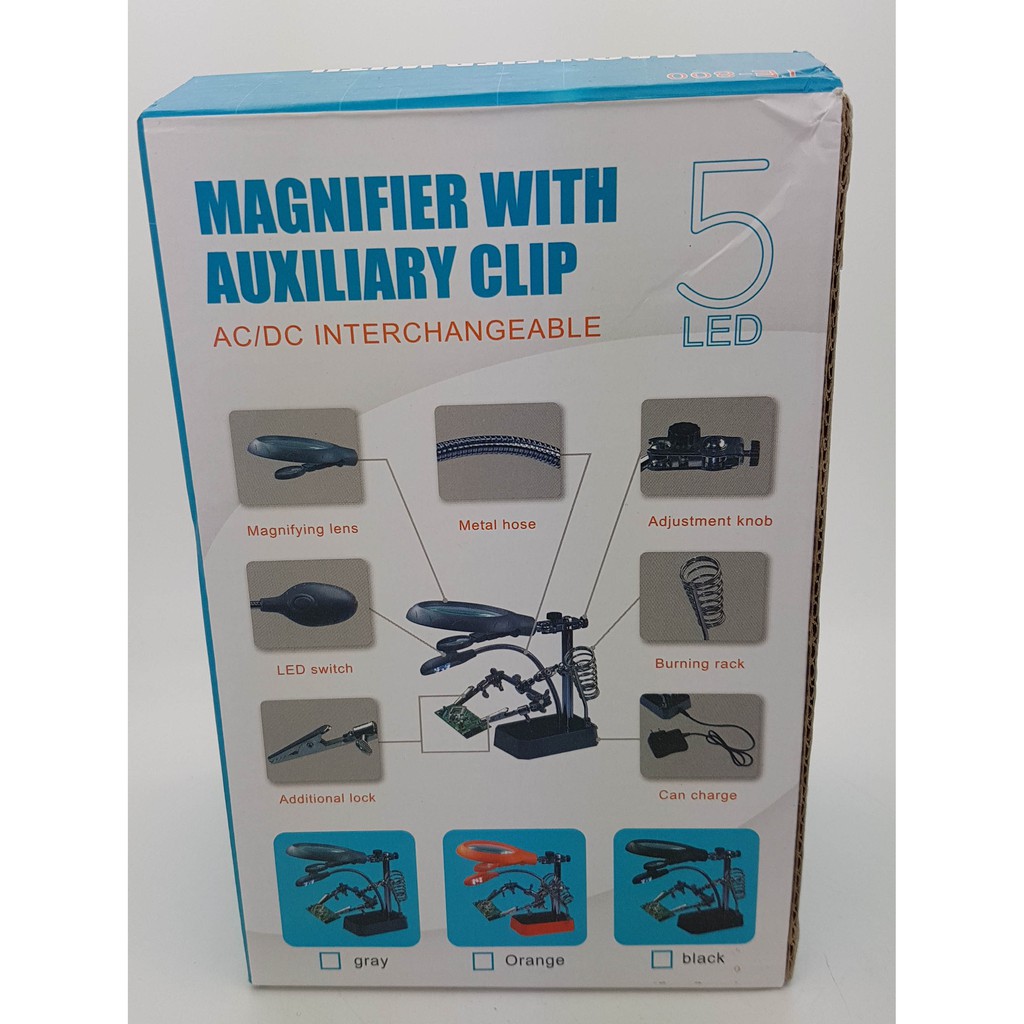 Pegangan Solder TE-800 ( magnifier with auxiliary clip ) with 5 led