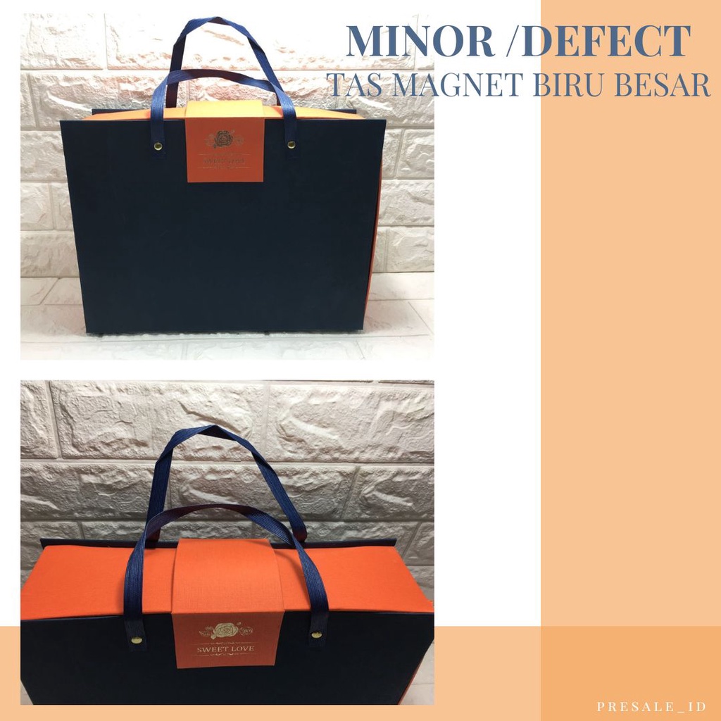 

DEFECT- Kotak Kado Handbag/Tas Mewah magnet Biru Besar/Luxury Magnetic