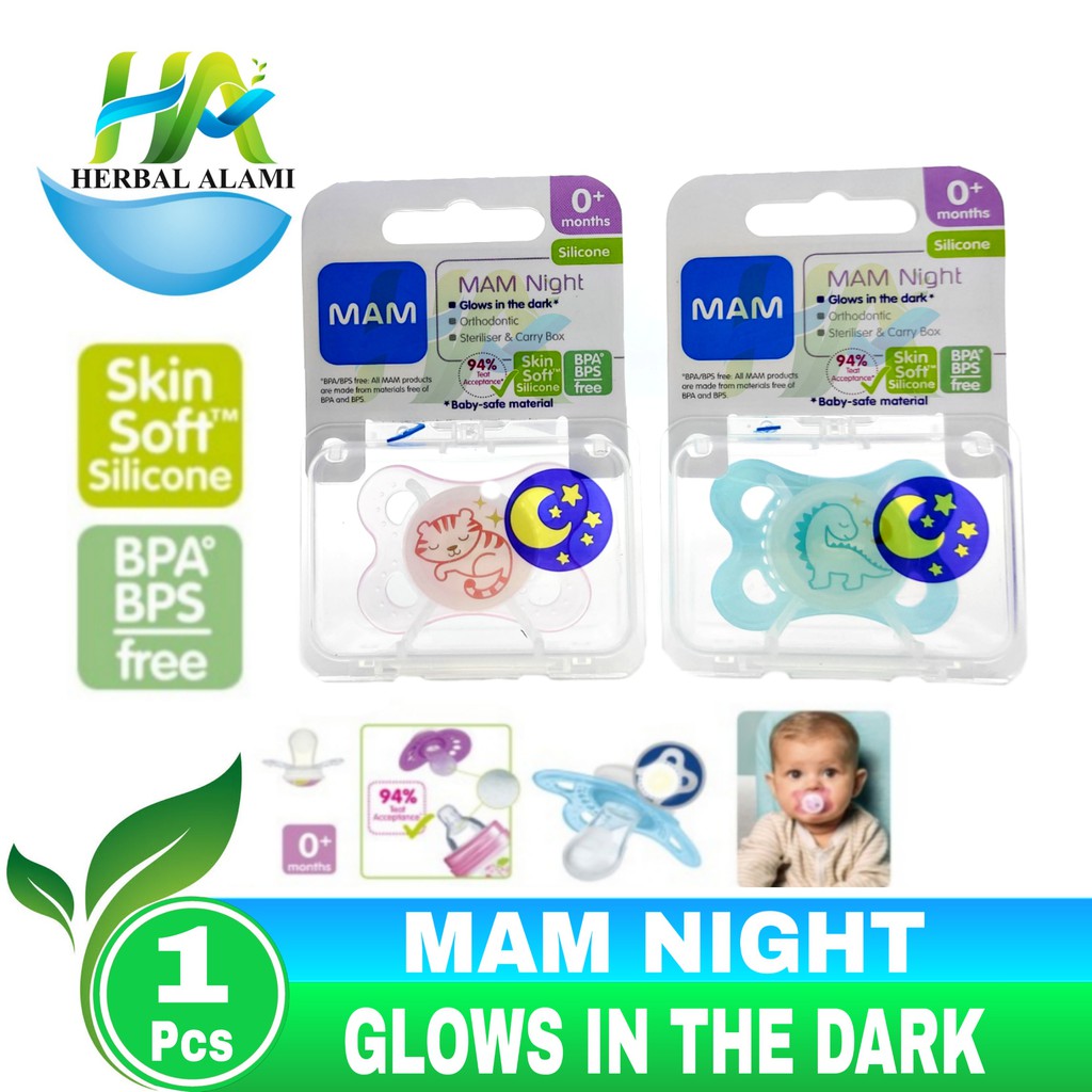 Empeng MAM Night Soothers 0+ Months - Glow in the Dark