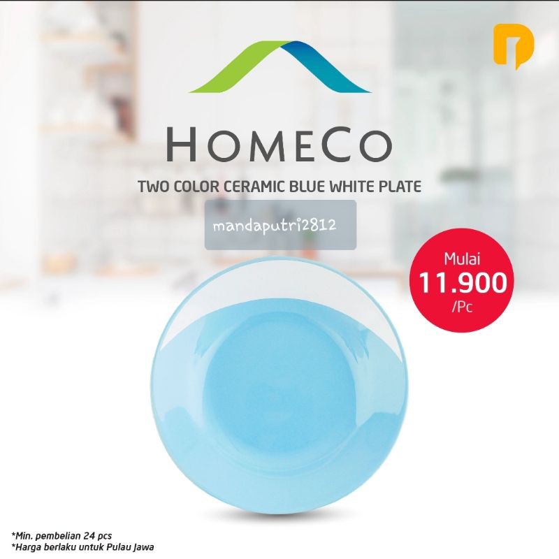 

* Homeco Two Color Ceramic Blue White Plate (1 dus isi 24pcs) ***
