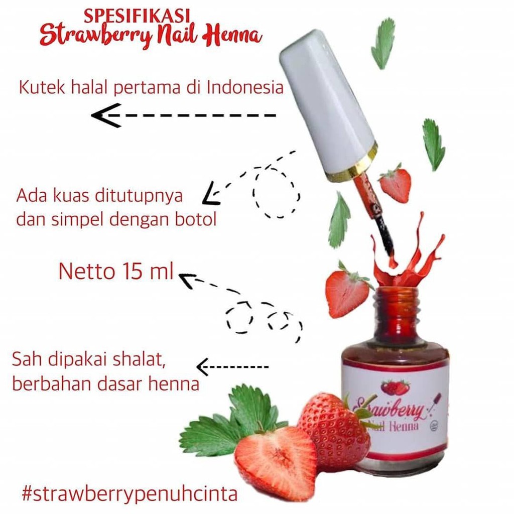 Strawberry Nail Henna / Kutek Halal Hena BPOM Original