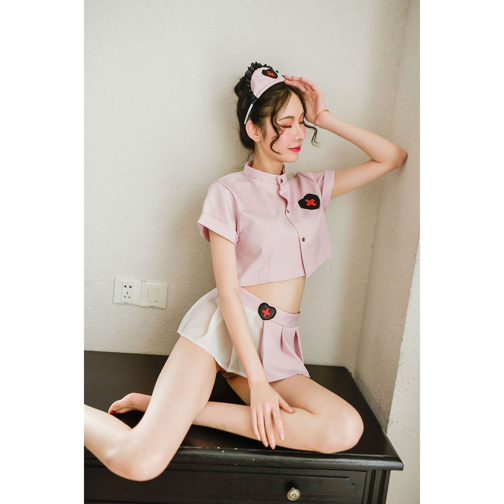 Lingerie Wanita Set Seragam Perawat Rok Pendek Sexy Cosplay A296