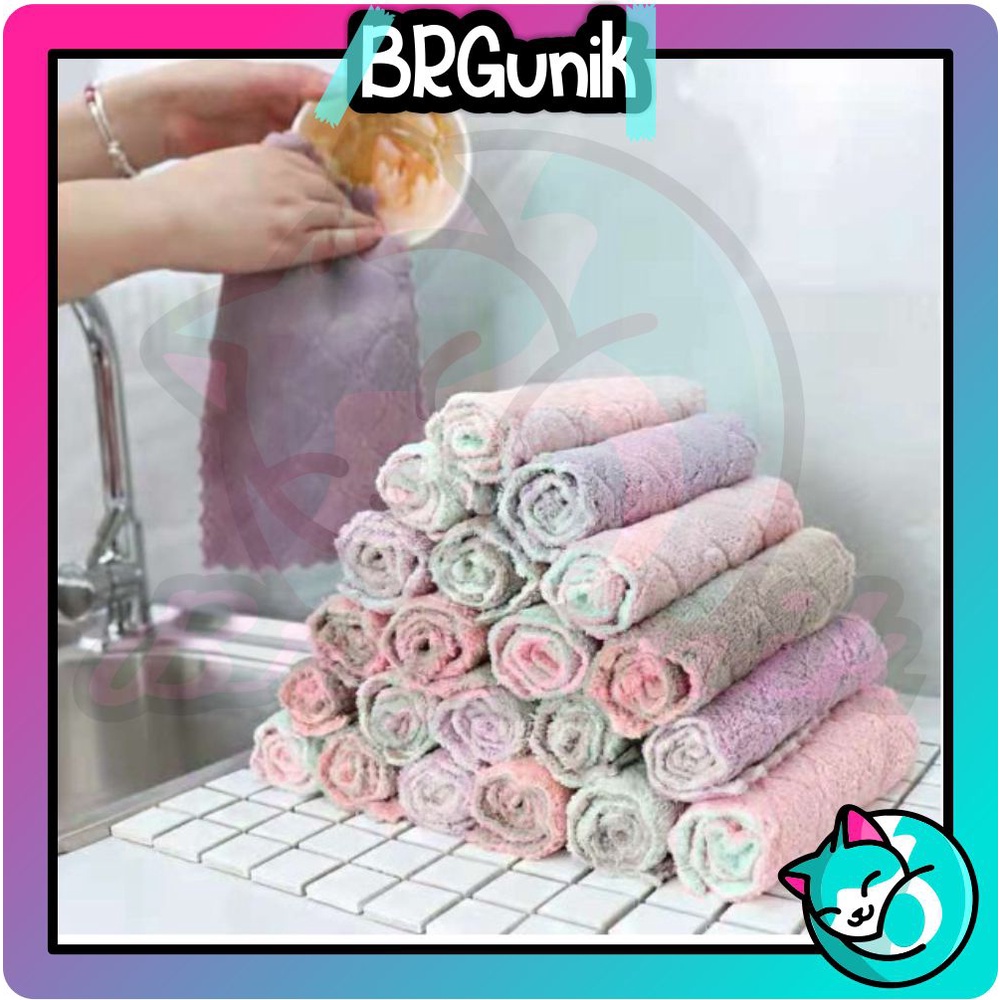 BRGUNIK Kain Lap Piring Anti Minyak Microfiber Bersih Dapur Piring Meja Penyerap Serap Air R302