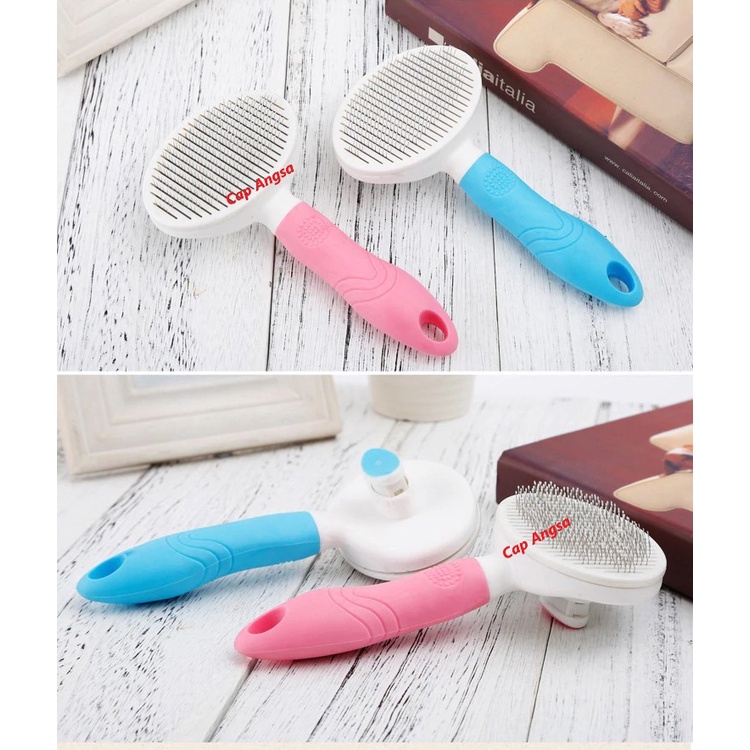 SISIR HEWAN ANJING KUCING OTOMATIS PET GROOMING BRUSH COMB AUTOMATIC SHEEDING CAT DOG GROMING TOMBOL