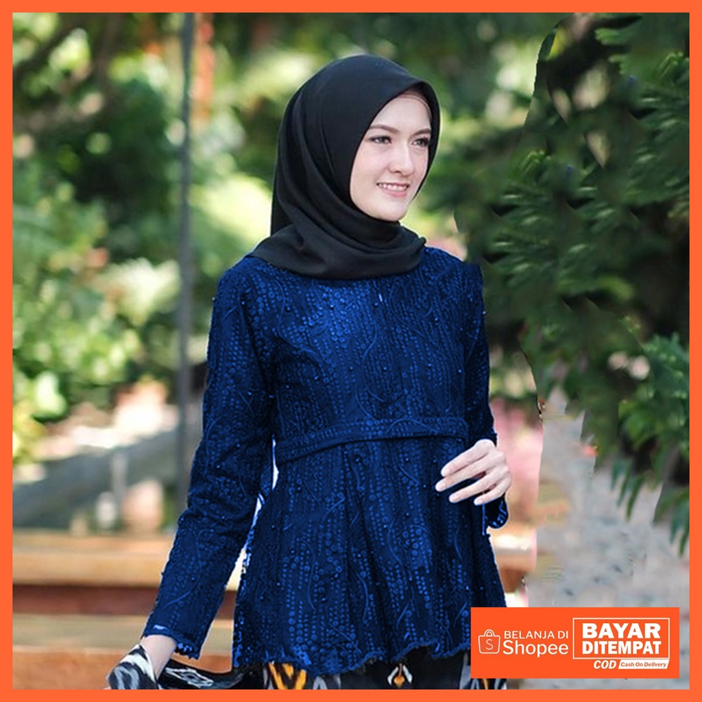 Kebaya Brukat Kebaya Kurung Brukat Kebaya Tunik Brukat Kebaya Modern Kebaya Wisuda Termurah Atasan Kebaya Murah-Bella Navy