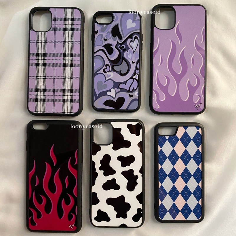 Wildflower (WF) Cow Flames Lilac Case Iphone Oppo Vivo