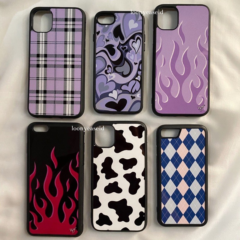 Wildflower (WF) Cow Flames Lilac Case Iphone Oppo Vivo Xiaomi Redmi