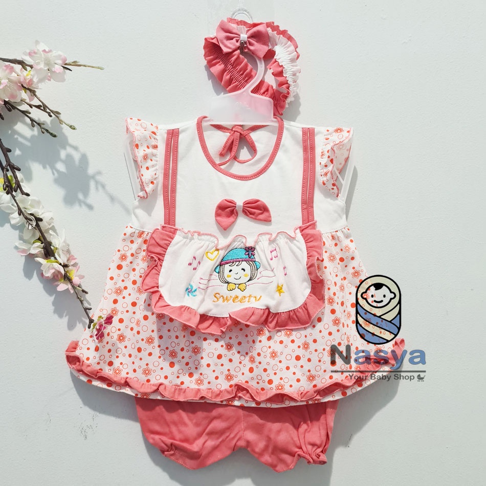 [P-024] Baju Bayi 0-9 m / Dress Bayi Perempuan motif animal (Bonus BANDANA)