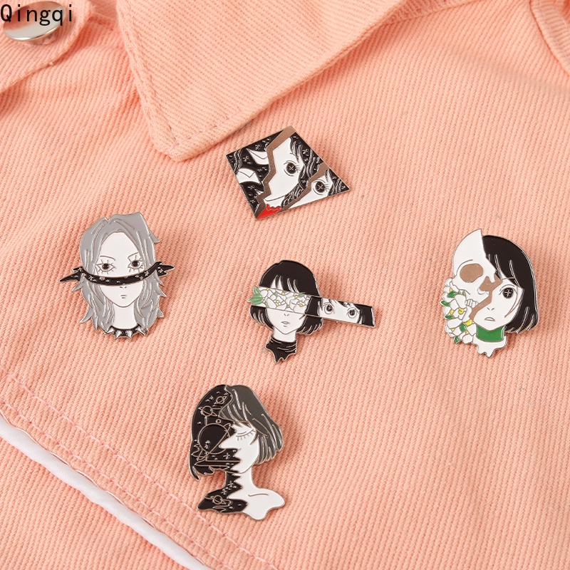 Bros Pin Enamel Desain Kartun Anime Face Girl Gaya Punk Untuk Hadiah Teman