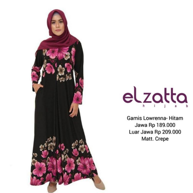 Dress Gamis Wanita GAMIS LOWRENNA HITAM ELZATTA Original