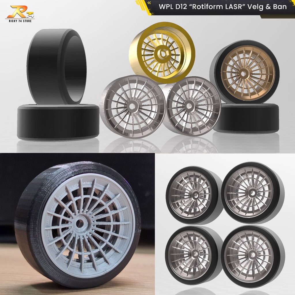 WPL D12 Velg Rotiform LASR - Velg dan Ban 1 Set RC Drift 3D Print WPL D12
