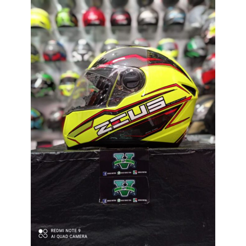 HELM ZEUS 811 MOTIF YELLOW RED TERMURAH