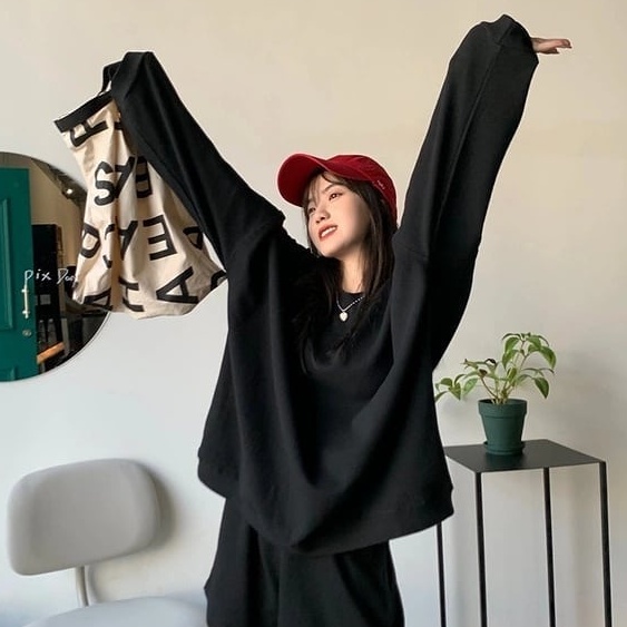 Sweater Wanita Korea Style Oversize XXL Outfit Kekinian Terjangkau