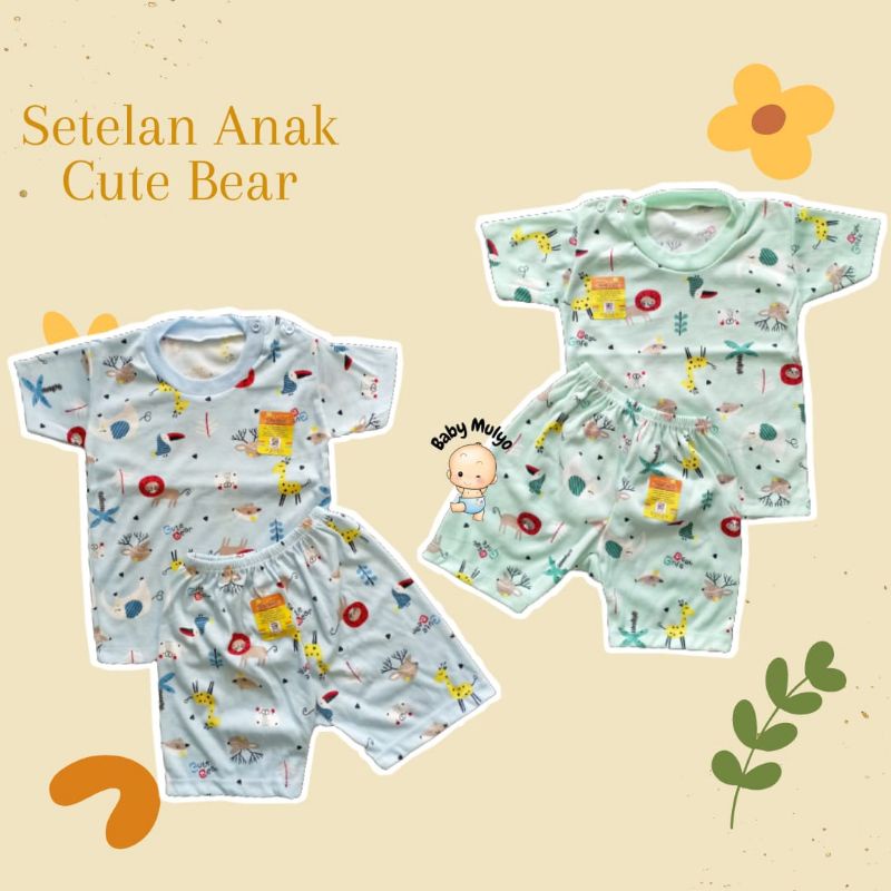 setelan panjang anak import/setelan anak pendek cute bear/setelan anak pendek caprina