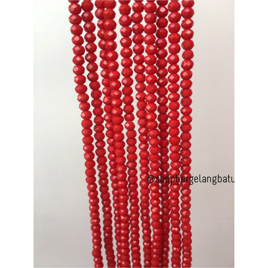 Crystal Ceko Doft 4mm merah cabe terang bead manik donat rondelle accesories perhiasan cewek online