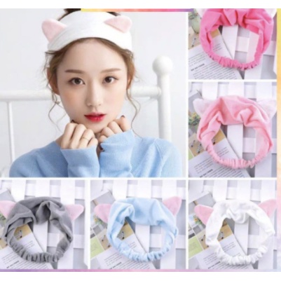 Bandana Bando model Kuping Kucing Headband Motif Telinga Kucing Bando Mandi Lucu