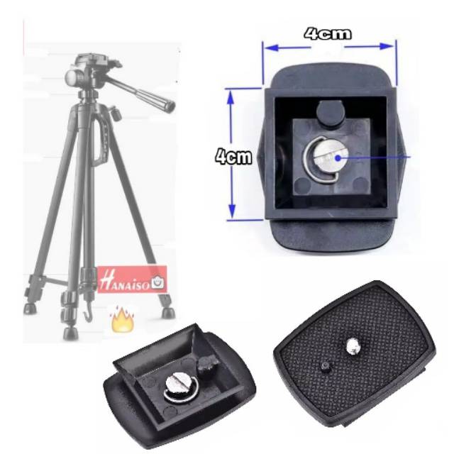 Medan Shoes Quick Release Plate 4cm untuk Tripod 1.5m Takara Somita Attanta Weifeng Excell