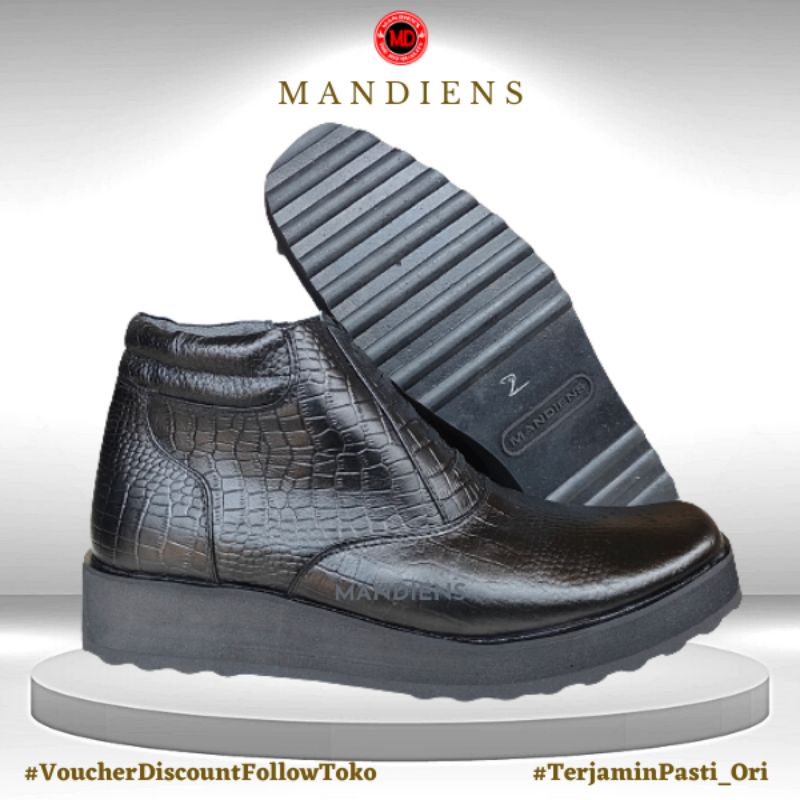 MANDIENS - Sepatu Boot Pria PDH Kulit Asli Motif Buaya Sol Tebal Model Sepatu Pdh Tni Polri Dinas Formal Kantor Sol Jenggel Gaya Koboi Model Touring Hiker Terbaru Kualitas terbaik Asli Original Branded Jenggel Pria