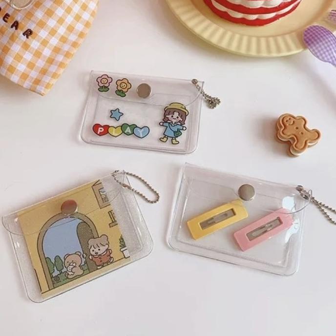 

cute korean style transparent wallet card holder bling dompet kartu