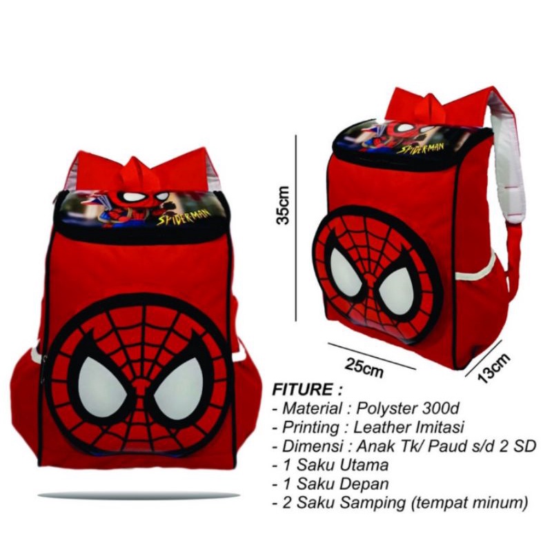 PVJ - Tas Spiderman Anak Laki Laki Tk Paud Ransel Sekolah Karakter Superhero