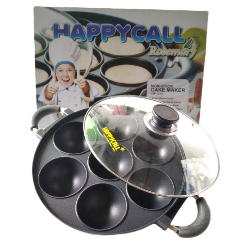 Happy Call Cetakan Kue Bikang 7 Lubang Cekung Teflon Kue Lumpur Apem Anti Lengket