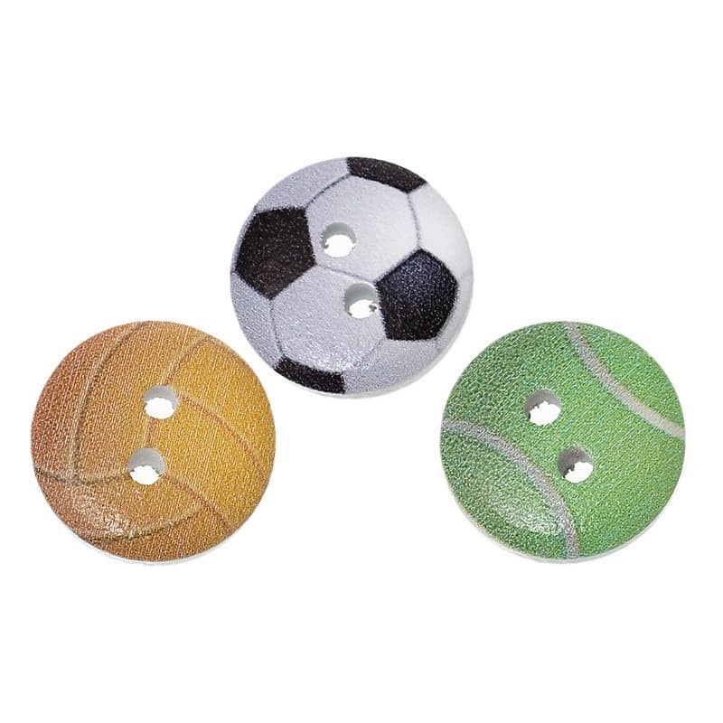 Kancing Kayu Dua Lubang - Ball Game Style (10pcs)
