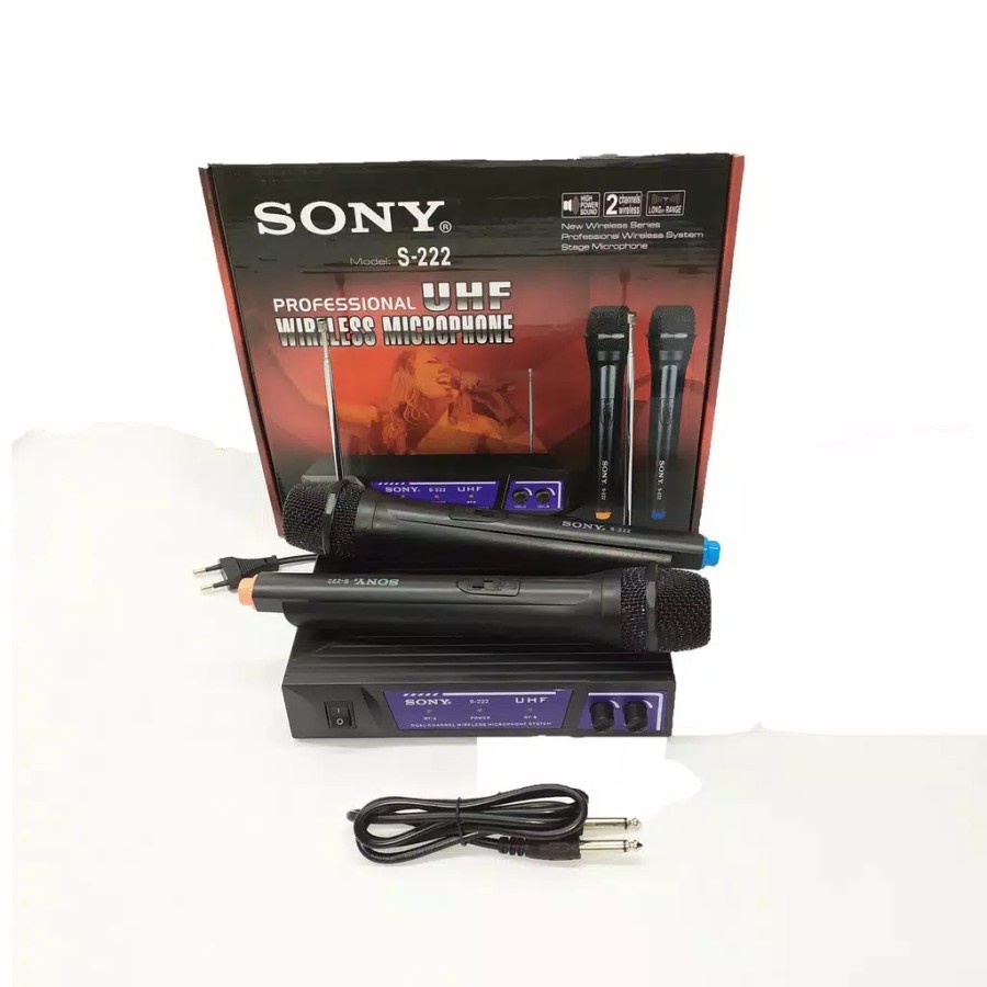 mic wireless sony S 222 UHF double microphone wireless s222