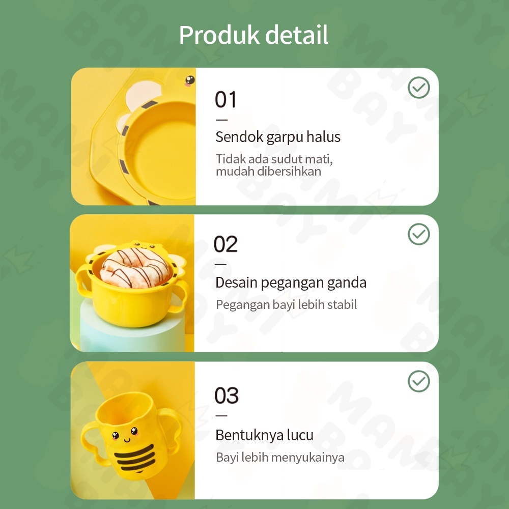 Mamibayi Piring Makan Anak Lebah Lucu / Peralatan Makan Anak Karakter Set Bpa Free