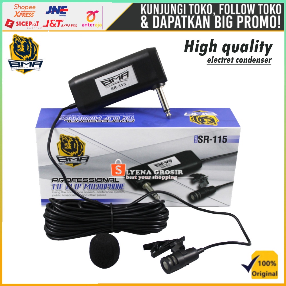 Mic Jepit BMA SR-115 / Mikropon Jepit Condenser Original Mik Clip On Imam Masjid