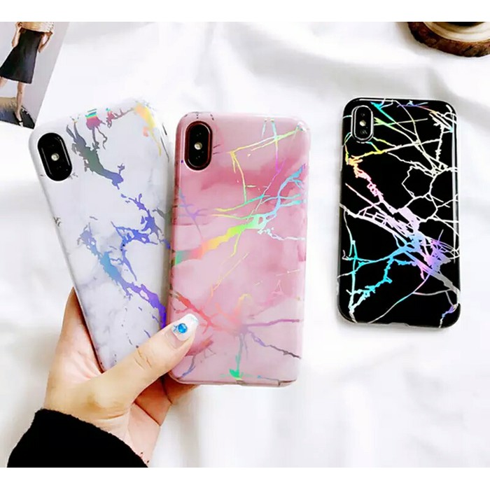 Case Silicon Marble Hologram Iphone X XR XS MAX Case Marble