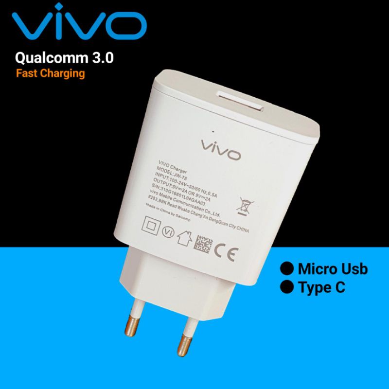 Charger VIVO Original 2.1A Support Fast Charging / Free Kabel Data - Y91