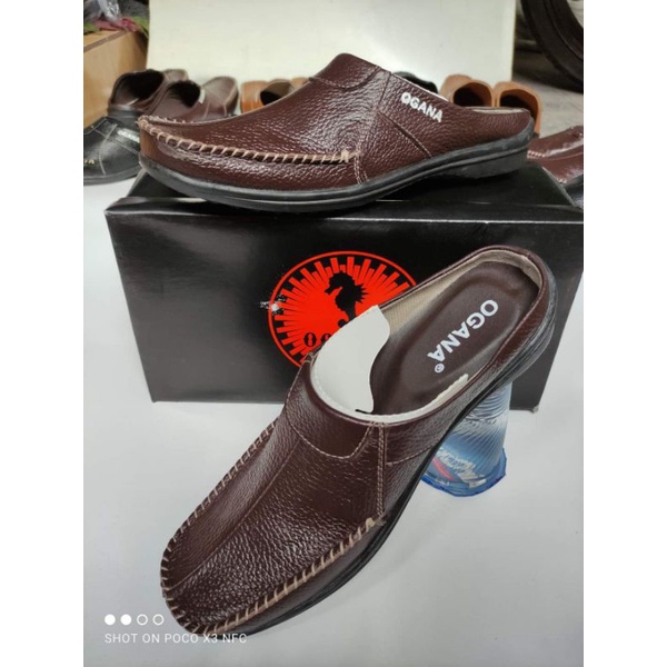 Sepatu Selop Bustong Casual Kulit Pria Ogana 01 ( Produksi Sendiri )