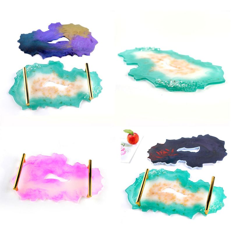 SIY  Irregular Big Plate Resin Mold Oversized Fruit Disc Tray Resin Mold Transparent Flexible Silicone Molds Art Crafts Tools