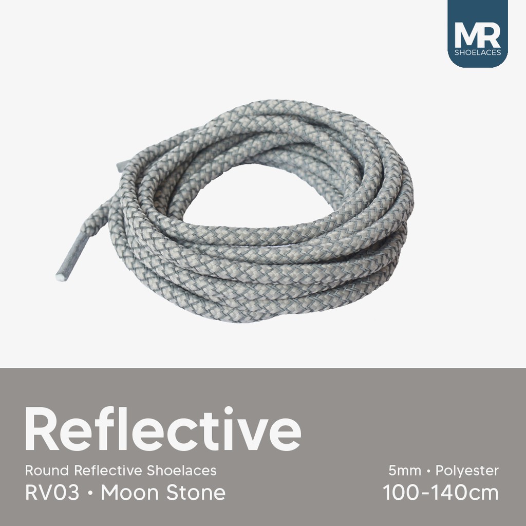 MR Shoelaces RV150 Tali Sepatu Reflektif (Reflective) 5-6mm Bulat Round Panjang 150cm (Menyala) - Premium Shoelace