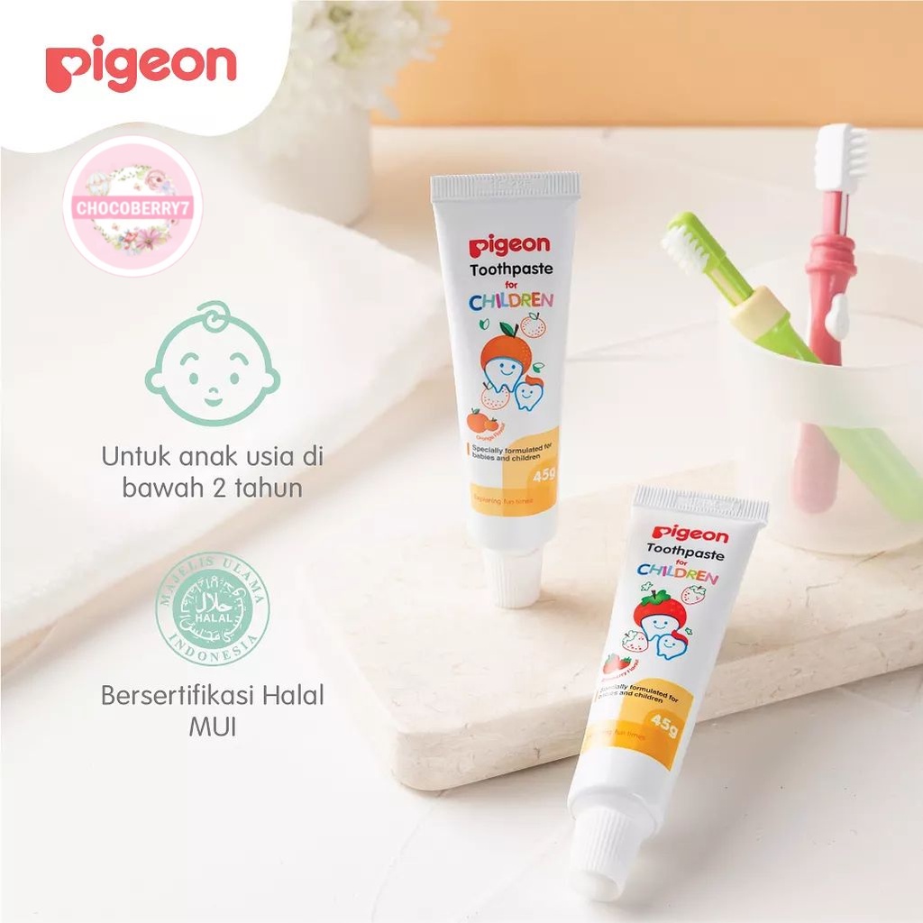 Pigeon Toothpaste 45gr / Pasta Gigi Anak Bayi 45 gr / Odol Rasa Strawberry Orange