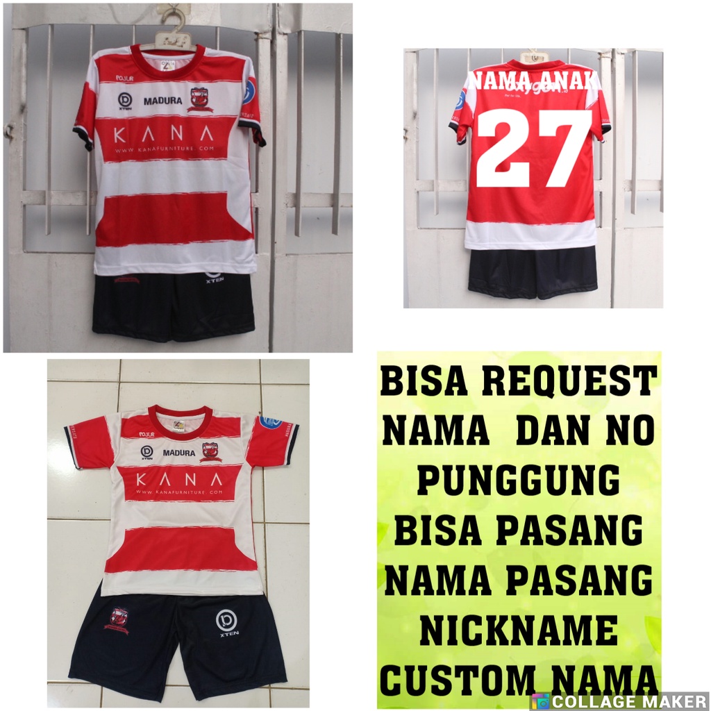 jersey baju madura united/setelan bola madura united printing usia 2-12thn