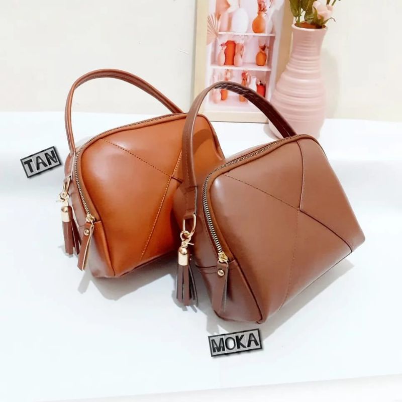 Tas Selempang Wanita / Tas Kulit Sapi Motif Full Up Asli Sukaregang Garut