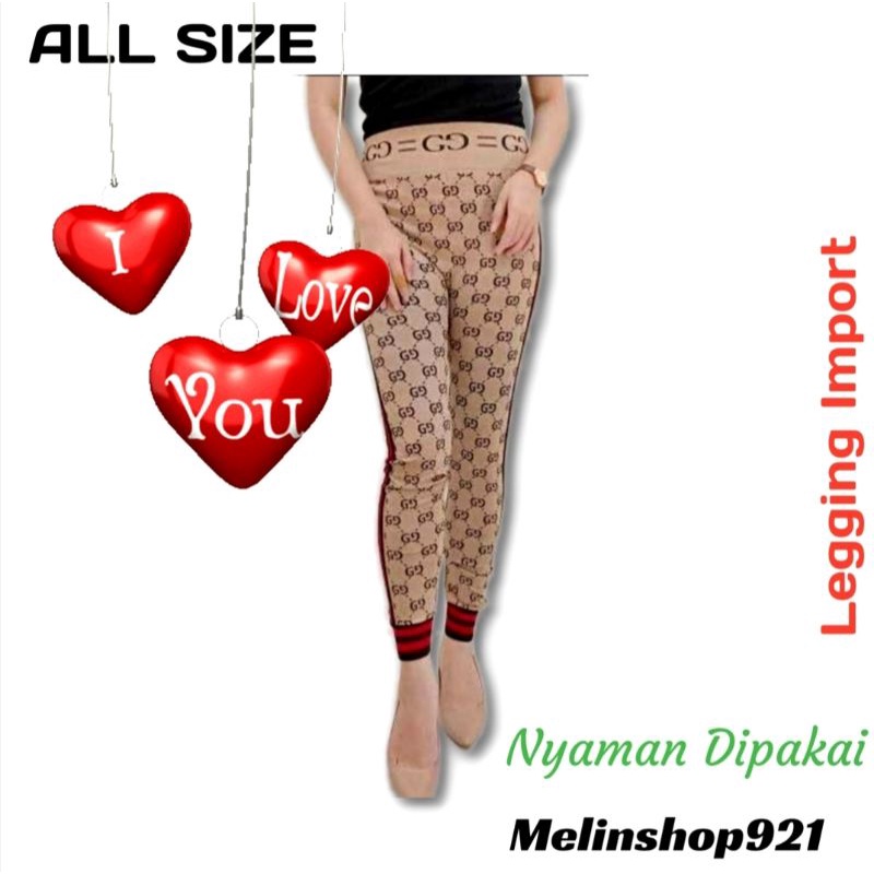 CELANA WANITA DEWASA MOTIF GC LEGGING IMPORT BAHAN KAOS SPANDEK IMPORT TEBEL TERLARIS CELANA MOTIF G