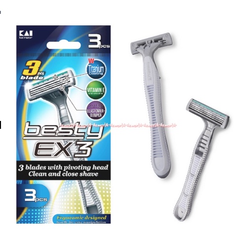 Kai Razor Besty EX 3 Alat Pisau Cukur Jenggot Kumis Pria Silver Shaver Kay 3pcs Kairazor