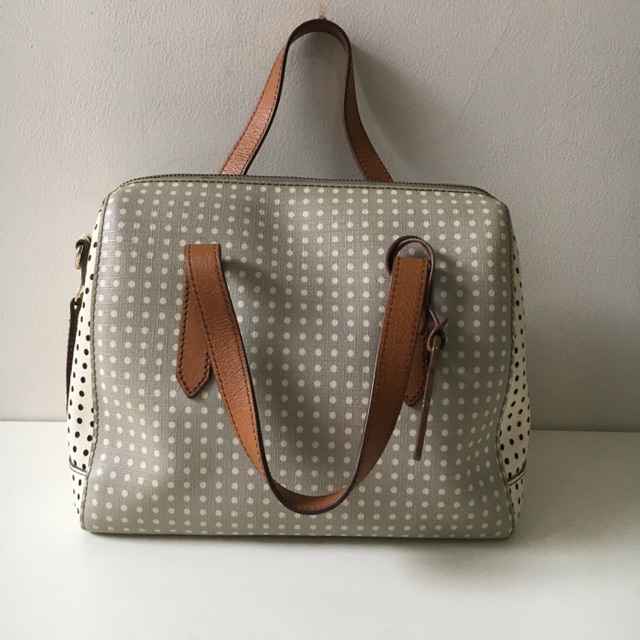 Fossil sydney satchel polka grey