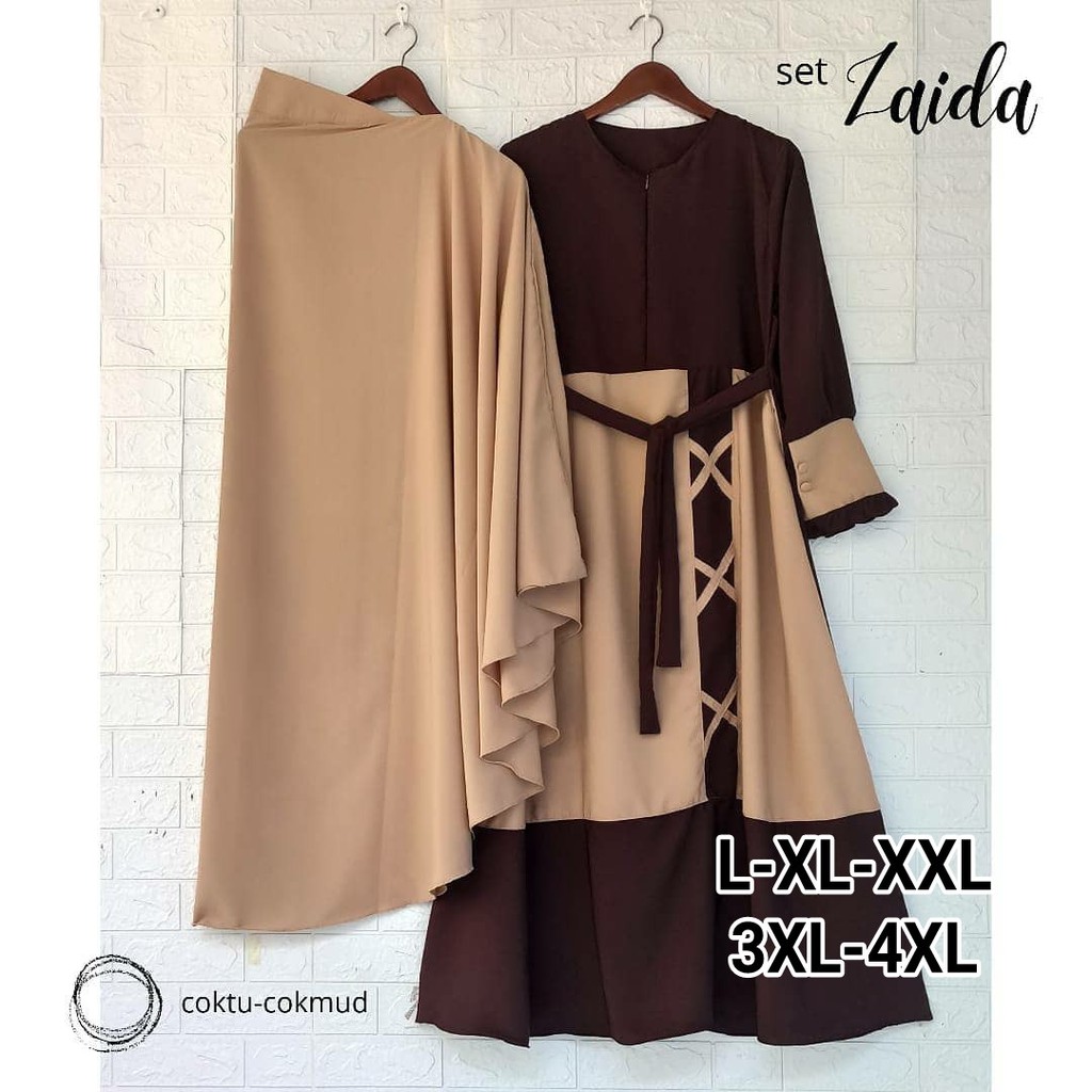 ZAIDA SYARI GAMIS SYARI UKURAN L XL XXL 3XL 4XL JUMBO BUSUI + KHIMAR SET MURAH DRESS POLOS TERBARU GAMIS KEKINIAN