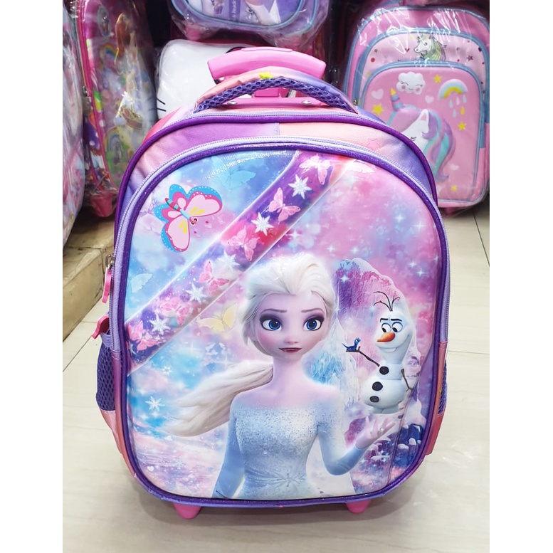 PROMO TERMURAH - TERBAIK Tas Anak Sekolah Trolley TK Motif 3D Timbul IMPORT ( ZOOM - RAINBOW - ROSE - STRONG )