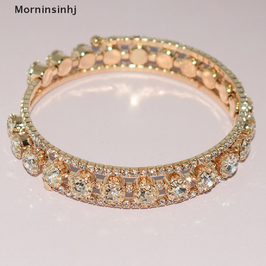 Mornin Fashion Gelang Kristal Untuk Wanita Pernikahan Bangle Tangan Perhiasan Multi-Layer Bridal Rhinestone Bracelet id