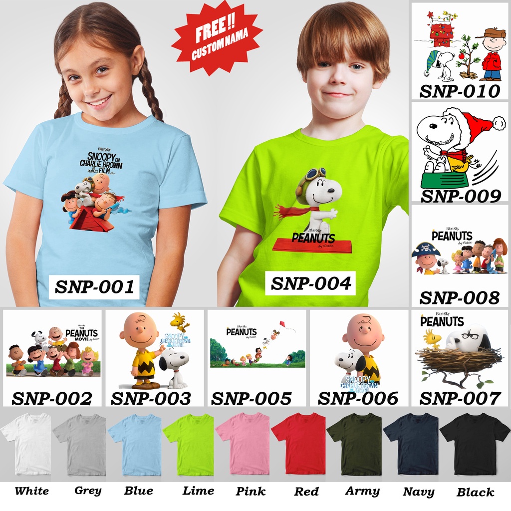 [FREE NAMA!!] Kaos Anak &amp; Family Snoopy 100% COTTON PREMIUM