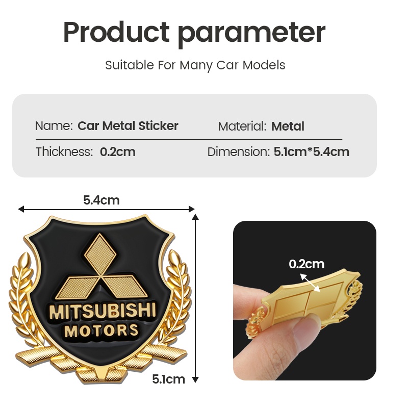 2 Pcs Sticker Decal Fender Samping Mobil Mitsubishi Bahan Logam Motif Tulisan ASX Lancer Pajero Outlander 3D