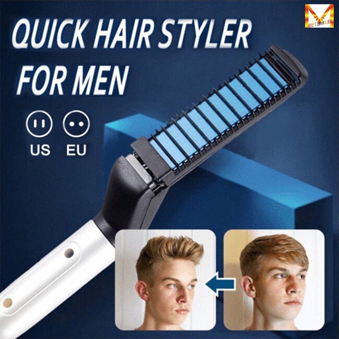 Multifunction Men Hair Styling Comb Straightener Curling Quick Hair Styler Massage Comb