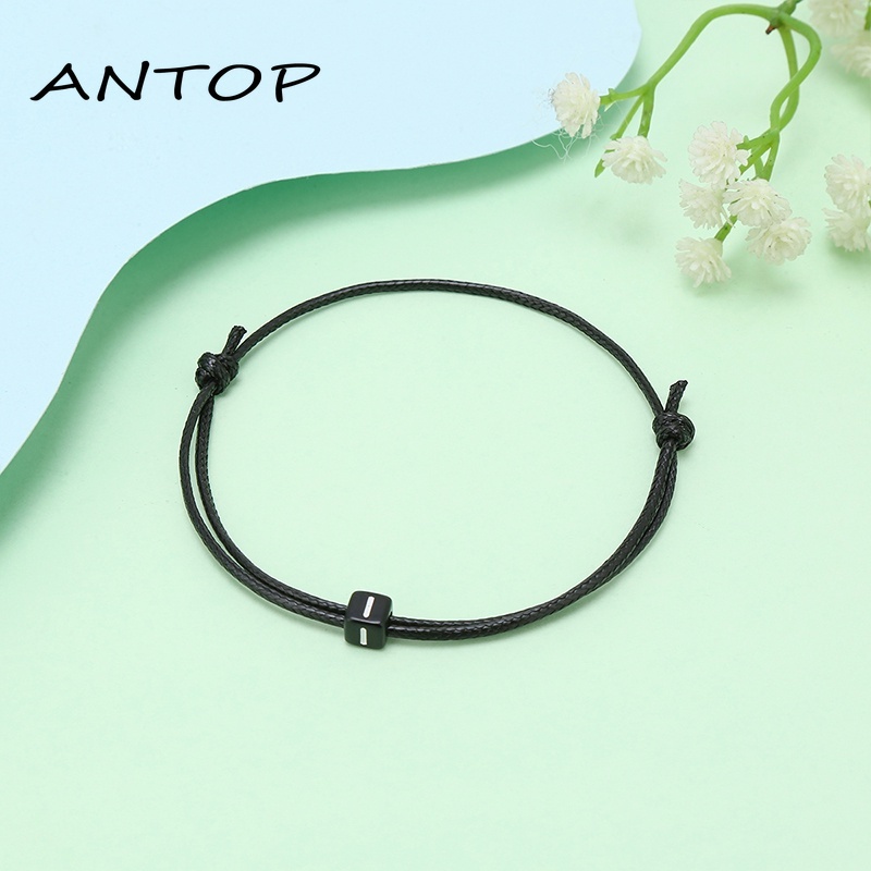 Korea Gelang Hitam Huruf Awal /Gelang Kustom Khusus Yang Kreatif Aksesoris Fashion ANTOP