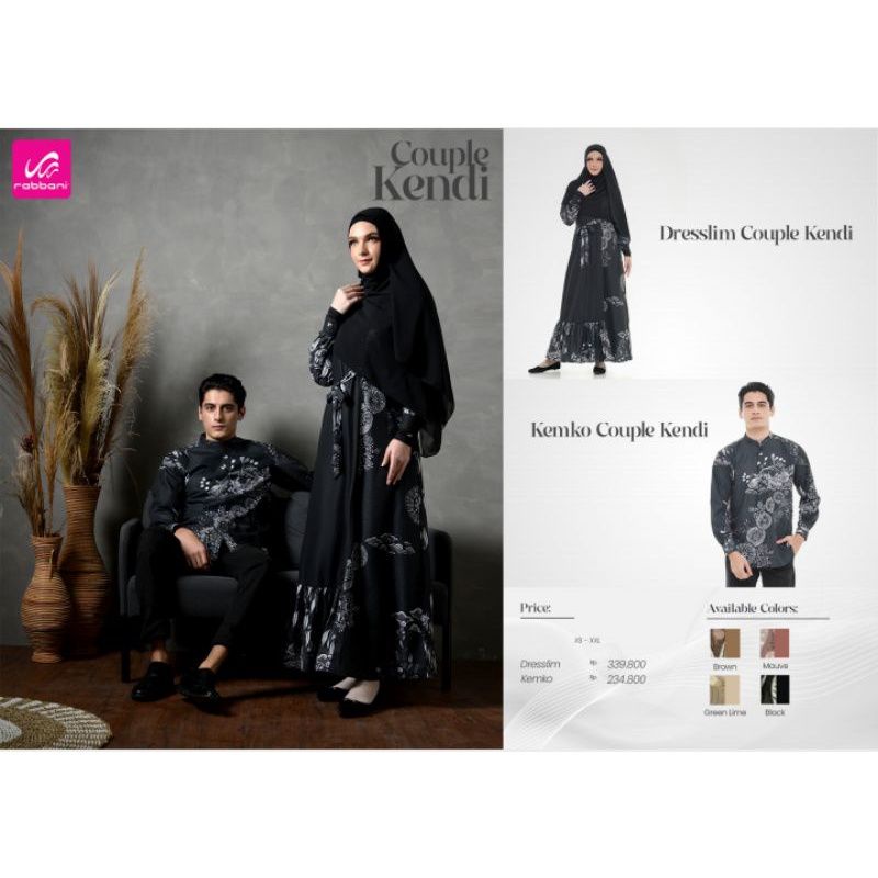 DRESSLIM DAN BAJU KOKO SARIMBIT KENDI COUPLE RABBANI ORIGINAL