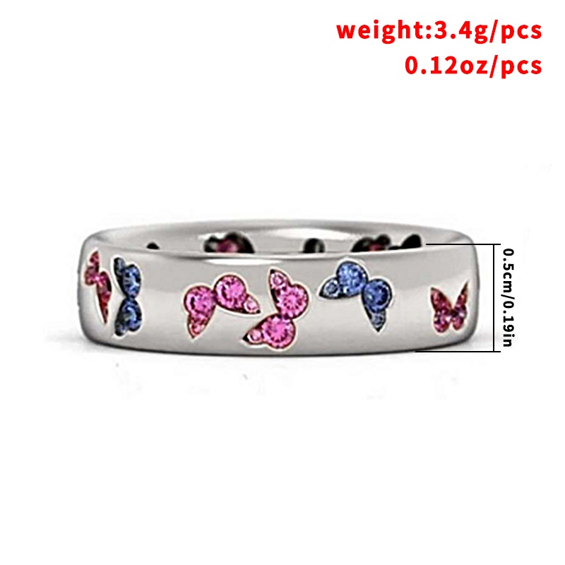 Cincin Desain Kupu-Kupu Bahan Stainless Steel Hias Zircon Untuk Wanita