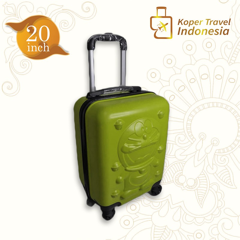 Koper 20 inch Robert Ansell Motif Doraemon Hijau Lumut-Koper Mini-Koper Anak-Tas Koper-Koper Kabin